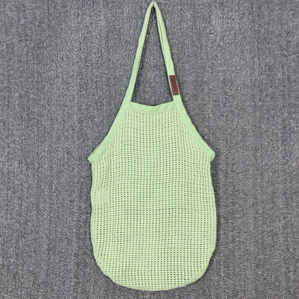 Sand Cloud Crochet Tote Green 100% Organic Cotton Mesh Boho Market Shoulder Bag